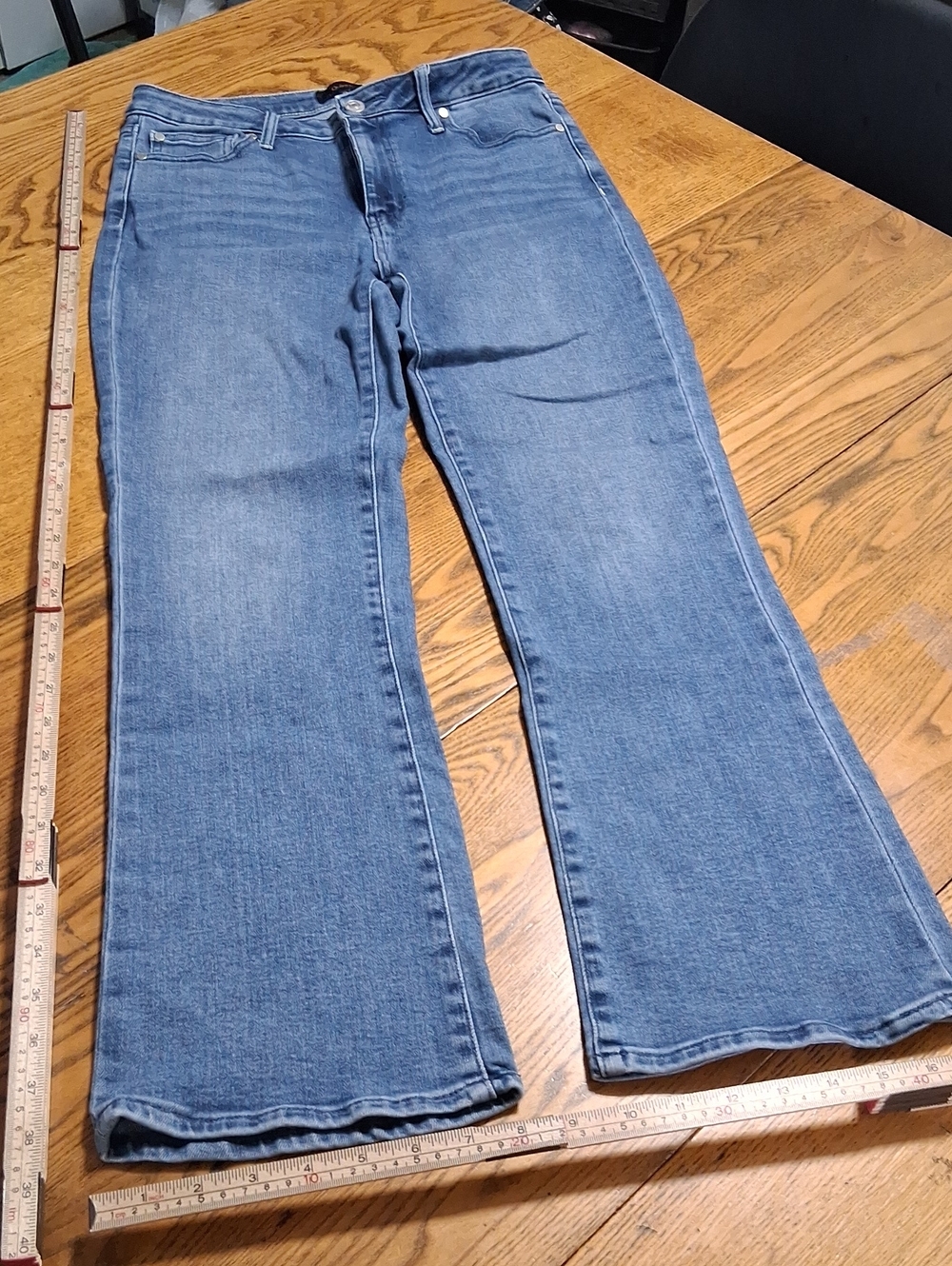 QUINCE Jeans Womens 29 BLUE Preowned STRETCH HIGH RISE Pants KICK FLARE Denim